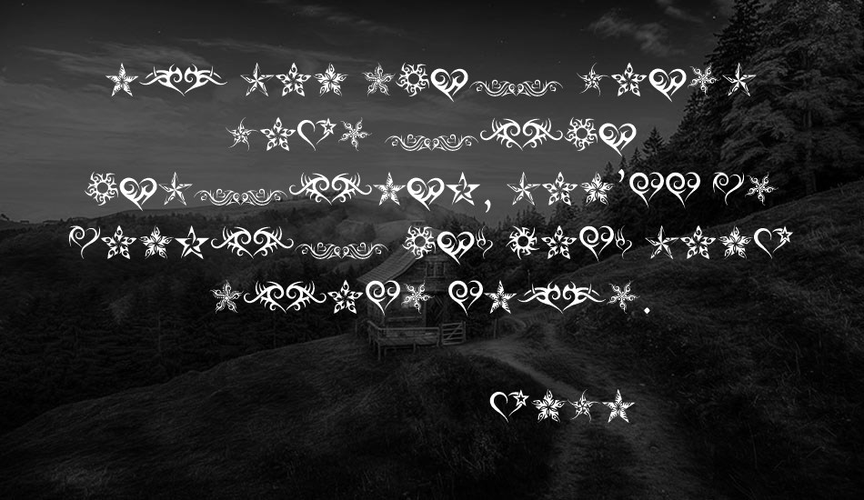 Hearts and Stars font text