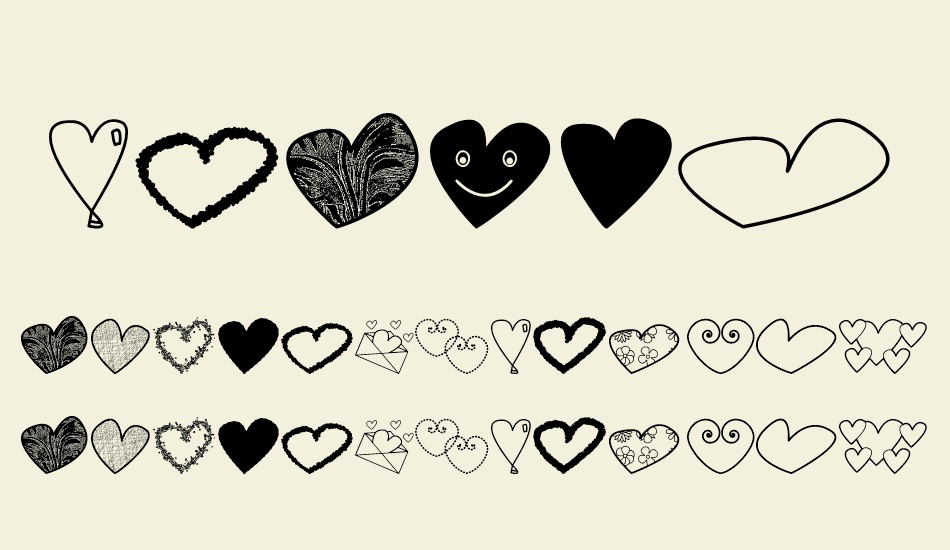 hearts shapess tfb font