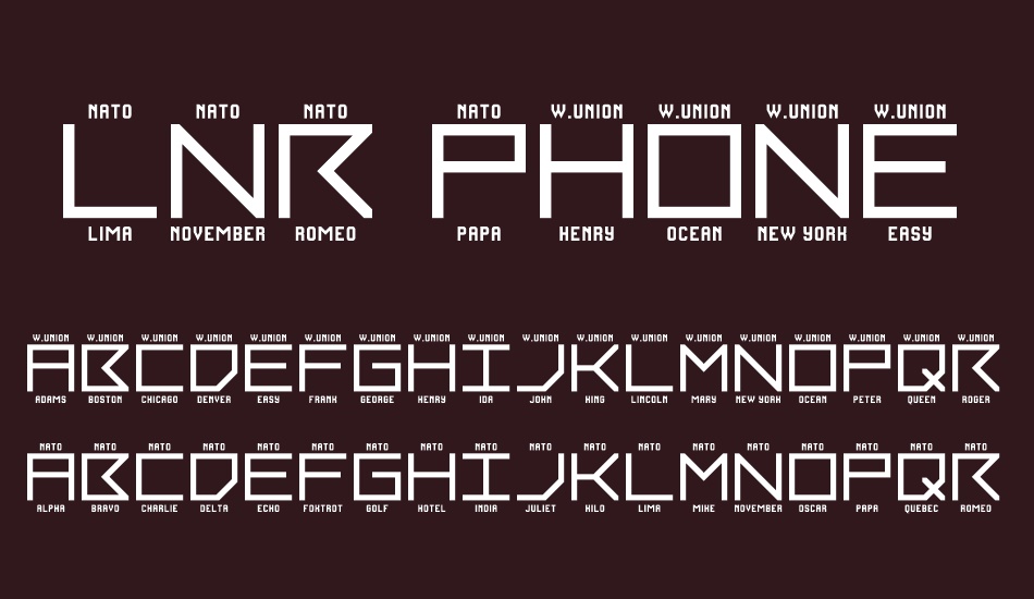 LNR Phonetic Alphabet font