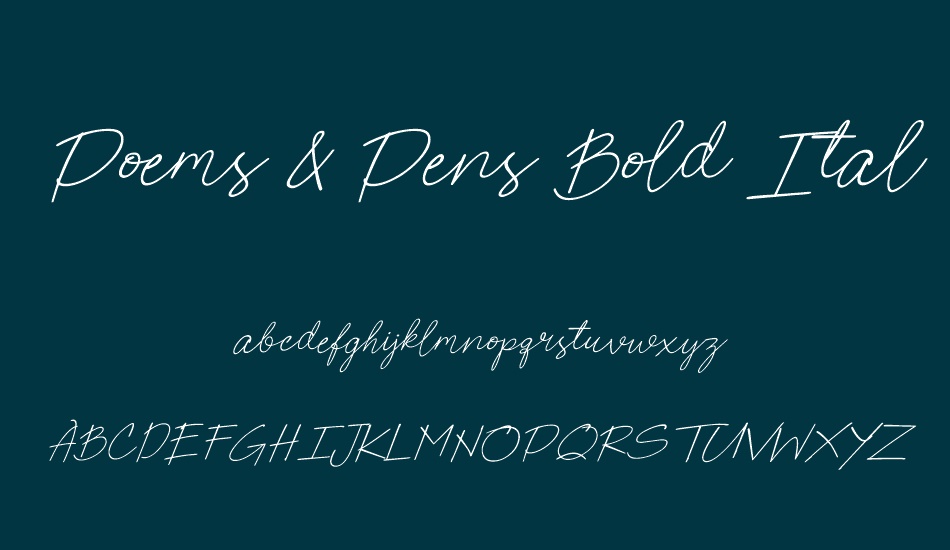 Poems & Pens Bold Italic font