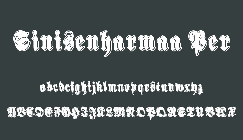 sinisenharmaa-perkele font